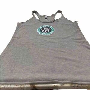 Lucky dog Next Level Starbucks Volleyball Tank Size Small Racerback Grey Rare